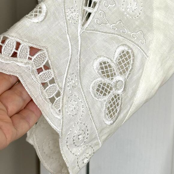 NEW Wms 8 White Linen Blazer Lace Embroidered Formal Elegant Party Easter - Picture 10 of 16